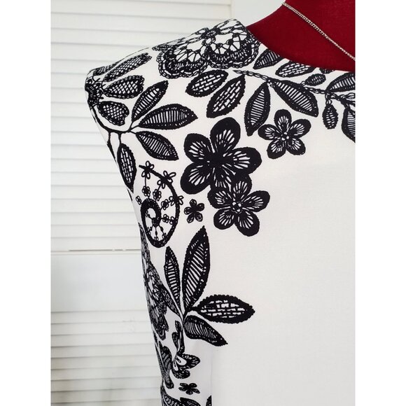 Liz Claiborne Women's White/Black Lace Floral Print Sheath Dress Size 10 1492 - Picture 8 of 10